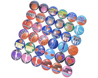 Basketball, 1", 1.25", 1.5", Button, Basketball Theme, Basketball Decor, Girl's Basketball, Party Favor, BBall, Flatback, Pinback, SE003