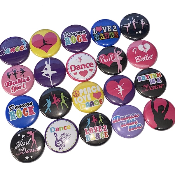 Ballet, Dance, 1", 1.25", Button, Dance Decor, Party Favor, Gift, Dance Theme, Dance Birthday, Flatback, Pinback, CD003