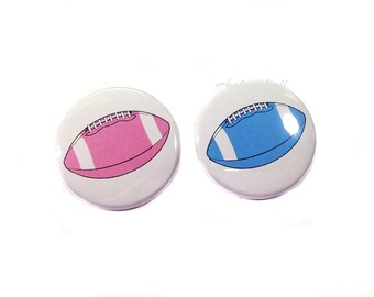 Gender Reveal, Pink, Blue, Football, 1.25", 1.5", 2.25", Pinback Button, Baby Shower, Football Baby Reveal, Football Shower, VB380, VB371