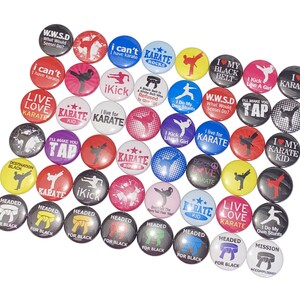 Karate, Martial Arts, 1&quot;, 1.25&quot;, 1.5&quot;, 2.25&quot;, Button, Karate Theme, Martial Arts Theme, Karate Flatback, Karate Pinback, Pin, Badge, KM001
