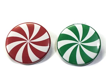 Peppermint, Gender Reveal, Red, Green, 1.25", 1.5", 2.25", Pinback Button, Xmas, Holiday, Christmas, Baby Reveal, Boy or Girl, VB246, VB254