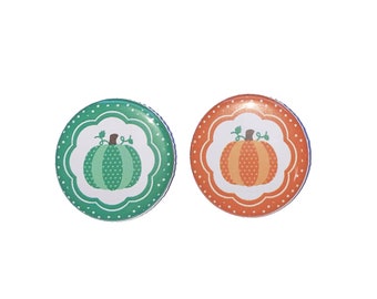 Gender Reveal, Pumpkin, Green, Orange, 1.25", 1.5", 2.25", Pinback Button, Thanksgiving, Baby Reveal, Fall, Boy, Girl, VB054, VB057
