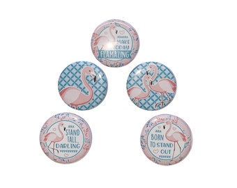 Flamingo Magnet, 1", 1.25", 1.5", 2.25", Button Magnet, Flamingo, Flamingo Theme, Flamingo Decor, Party Favor, Positive Quote, Bird, BR015
