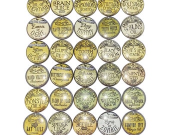 Apothecary Magnet, 1", 1.25", Button Magnet, Apothecary, Witch Theme, Brew Magnet, Halloween Magnet, Apothecary Button, Witch Decor, D002