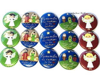 Nativity Magnet, 1", 1.25", 1.5", 2.25", Button Magnet, Nativity, Angel, Christmas, Nativity Theme, Nativity Decor, Religious, Jesus, X020