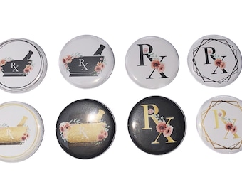 Pharmacy Magnet, Rx Magnet, 1", 1.25", 1.5", 2.25", Button Magnet, Pharmacy, Rx, Pharmacy Theme, Pharmacist Gift, Pharmacist Tech, RX005