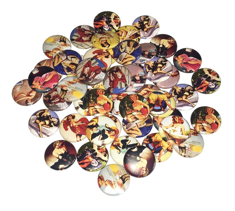 Pin up 1 1.25 Button Pinup Girl Etsy