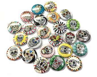 Day of the Dead, 1", 1.25", 1.5", 2.25", Button, Sugar Skull, Día de Muertos, Sugar Skull Decor, Sugar Skull Theme, Flatback, Pinback, PK008