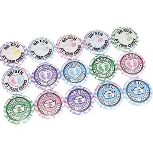 OB, GYN, 1&quot;, 1.25&quot;, Button, Ob Gyn Theme, Obstetrics, Gynecology, Ob/Gyn, Baby Feet, Stork, Craft Supply, Flatback, Pinback, Badge, OB010