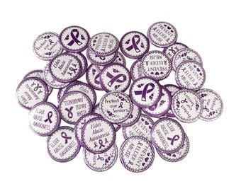 Elder Abuse, 1", 1.25", 1.5", 2.25", Button, Purple Ribbon, Elder Violence, Elder Abuse Ribbon, Flatback, Pinback, CA056