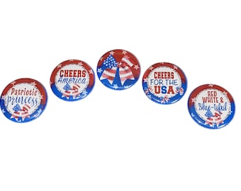Patriot, 1", 1.25", 1.5", Button, Independence Day, USA, Patriotic Theme, Bow, Memorial Day, Labor Day, Flatback, Pinback, Pin, Badge, PC021