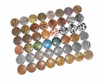 Animal Prints, 1", 1.25", 1.5", 2.25", Button, Cougar, Leopard, Zebra, Tiger, Cow, Giraffe, Snake, Spot, Flatback, Pinback, Pin, Badge, A001