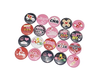 CNA, Nurse Assistant, 1", 1.25", Button, Cna Theme, Cna Gift, Cna Decor, Party Favor, Craft Supply, Flatback, Pinback, Pin, Badge, MP027