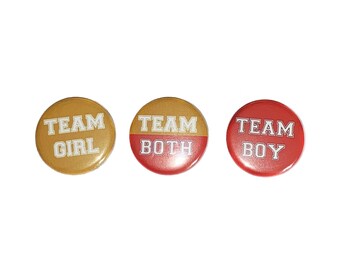 Gender Reveal, Twins, Gold, Red, 1.25", 1.5", 2.25", Pinback Button, Team Both, Reveal, Twin Reveal, Boy or Girl, Vote, VB155, VB102, VB420