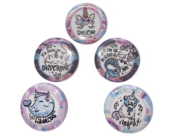 Unicorn, 1", 1.25", 1.5", 2.25", Button, Unicorn Dog, Unicorn Cat, Flatback, Pin, Narwhal, Unicorn Mermaid, Party Favor, Sea Theme, MC003