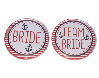 Bachelorette Party, Red, Black, 1.5", 2.25", Pinback Button, Bachelorette Pin, Nautical, Bridal Cruise, Bridal Party Favor, Pin, BW036