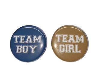 Gender Reveal, Smokey Blue, Medallion Gold, 1.25", 1.5", 2.25", Pinback Button, Succulent, Eucalyptus, Baby Shower, Vote, VB567, VB574