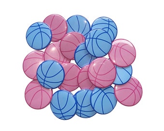 Reveal, Basketball, Pink, Blue, 1.25", 1.5", 2.25", Pinback Button, Boy or Girl, Basketball Shower, Baby Reveal, Throws, VB542, VB526