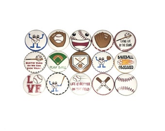 Baseball Magnet, 1", 1.25", 1.5", 2.25", Button Magnet, Baseball Theme, Baseball Decor, Reward, Incentive, Birthday, Party Favor, SE036