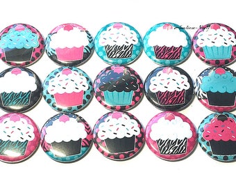 Cupcake Magnet, 1", 1.25", 1.5", 2.25", Button Magnet, Cupcake Theme, Party Favor, Cupcake, Birthday, Cupcake Gift, Cupcake Decor, FD003