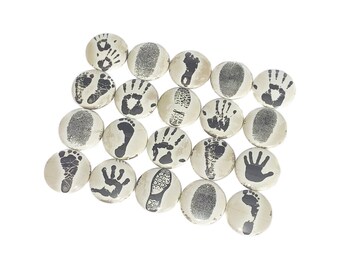 Prints, 1", 1.25", 1.5", 2.25", Button, Finger Print, Hand Print, Foot Print, Shoe Print, Forensics, Crime Theme, Flatback, Pinback, SY004