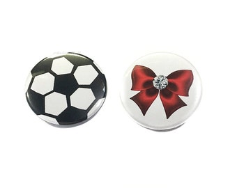 Gender Reveal, Soccer, Bow, 1.25", 1.5", 2.25", Pinback Button, Baby Shower, Soccer Baby Reveal, Soccer Baby Shower, Boy, Girl, SE054, VB160