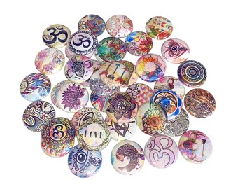 Wander, Boho, 1", 1.25", 1.5", 2.25", Button, Om, Skull, Feather, Arrow, Eye, Moon, Flower, Flatback, Pinback, Pin, Badge, SY006
