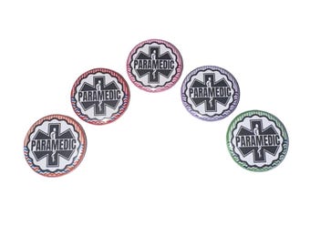 Paramedic, EMT, 1", 1.25", 1.5", 2.25", Button, Paramedic Decor, Paramedic Theme, Emergency Service, Ambulance, Flatback, Pinback, LE007