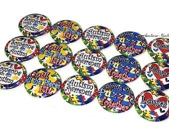 Autism, Autism Awareness, 1", 1.25", Button, Autism Theme, Autism Decor, Autism Awareness, Autism Support, Flatback, Pinback, Badge, AS003