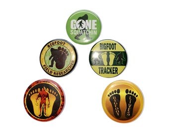 Big Foot, 1", 1.25", Button, Birthday, Sasquatch, Party Favor, Squatch, Flatback, Pinbac, Pin, Badge, Patch, Myth, Creature, Research, MC016