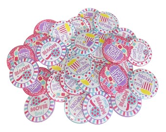 Movie, 1", 1.25", 1.5", 2.25", Button, Movie Theme, Movie Decor, Movies, Birthday, Movie Party Favor, Flatback, Pinback, Pin, Badge, HI010