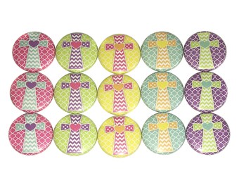 Cross Magnet, 1", 1.25", 1.5", 2.25", Button Magnet, Cross Theme, Sunday School, VBS, Christian, Faith, Religious, Party Favor, Gift, FT023