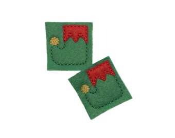 Elf Shoe Felt, 2 Felts, Christmas, Green, Red, Unfinished, Craft Supply, Christmas Theme, Size 1 of 3, EMB130