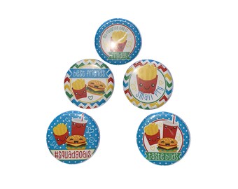 Fast Food Magnet, 1", 1.25", 1.5", 2.25", Button Magnet, French Fry, Burger, Soft Drink Magnet, Best Friend, Friendship, Besties, FD015