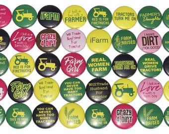 Farmer Magnet, Tractor Magnet 1", 1.25", 1.5", 2.25", Button Magnet, Farm, Farm Theme, Tractor Theme, Farming, Farming Theme, Tractor, FG003