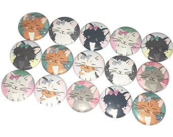 Cat, 1", 1.25", 1.5", 2.25", Button, Portrait, Party Favor, Cat Theme, Cat Decor, Kitten Portrait, Kitty, Flatback, Pinback, Badge, CT005