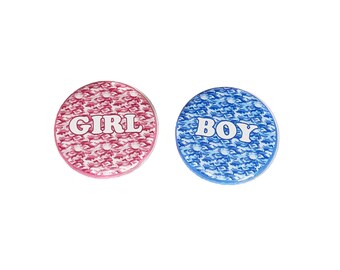 Gender Reveal, Camo, Pink, Blue, 1.25", 1.25", Pinback Button, Baby Shower, Baby Vote, Girl or Boy, Pink Camo, Blue Camo, VB468, VB470