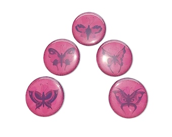 Butterfly, Pink, Purple, 1", 1.25", Button, Butterflies, Butterfly Button, Butterfly Flatback, Butterfly Theme, Flatback, Pinback, B002