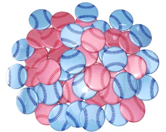 Gender Reveal, Baseball, Pink, Blue, 1.25", 1.5", 2.25", Pinback Button, Baseball Gender Reveal, Pregnancy Reveal, Baby Shower, VB088, VB080