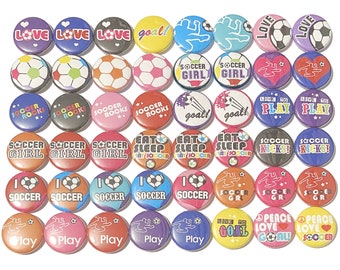 Soccer Magnet, 1", 1.25", Button Magnet, Soccer Theme, Soccer Decor, Girl's Soccer, Birthday, Gift, Party Favor, Soccer Ball, Soccer, SE021