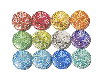 Disco Ball Magnet, Disco Magnet, 1", 1.25", 1.5", 2.25", Button Magnet, Disco Party Favor, Disco Theme, Disco Birthday, Disco Decor, DC004