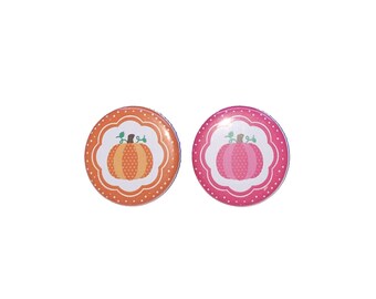 Gender Reveal, Pumpkin, Orange, Pink, 1.25", 1.5", 2.25", Pinback Button, Thanksgiving, Baby Shower, Baby Reveal, Boy or Girl, VB054, VB050