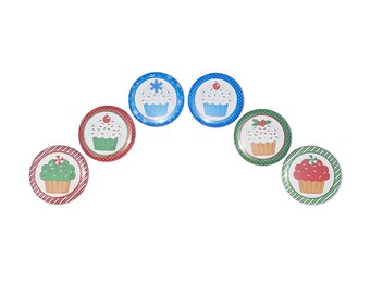 Cucpake Magnet, 1", 1.25", 1.5", 2.25", Button Magnet, Blue Cupcake, Red Cupcake, Holiday Theme, Holiday Decor, Cupcake Theme, Party, FD001