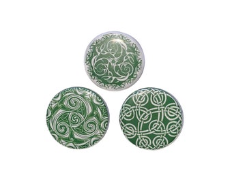 Celtic Magnet, Green Magnet, 1", 1.25", Button Magnet, Celtic Theme, Celtic Decor, Green Decor, St. Paddy, St. Patrick, St. Patty, ST003