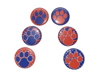 Claw, Red, Blue, 1", 1.25", 1.5", Button, Animal Prints, Claw Prints, Paw Prints, Animal Claws, Flatback, Pinback, Pin, Badge, PP022