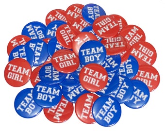 Gender Reveal, Red, Blue, 1.25", 1.5", 2.25", Pinback Button, Girl or Boy, Team Boy, Team Girl, Independence Day,  Baby Shower, VB090, VB126