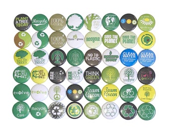 Recycle Magnet, 1", 1.25", 1.5", 2.25", Button Magnet, Eco Theme, Green Theme, Recycle Theme, Earth, Party Favor, Tree, PF005