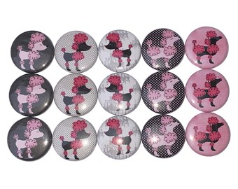Poodle Magnet, 1", 1.25", Button Magnet, Poodle Magnet, Pink Poodle, Black Poodle, Poodle Theme, Poodle Decor, Planner Magnet, A043