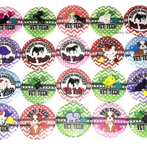 Vet Tech Magnet, 1&quot;, 1.25&quot;, 1.5&quot;, Button Magnet, Vet Tech, Vet Technician, Animal, Verterinary, Horse, Cat, Bird, Dog, Vet, Elephant, PR009