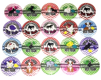 Vet Tech Magnet, 1", 1.25", 1.5", Button Magnet, Vet Tech, Vet Technician, Animal, Verterinary, Horse, Cat, Bird, Dog, Vet, Elephant, PR009